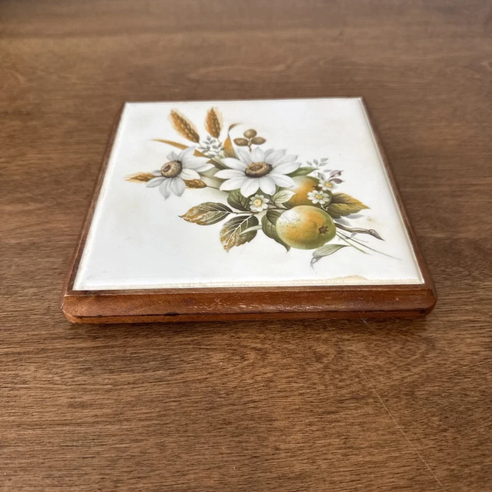 Vintage Floral Trivet Handcrafted Cottage Core Farmhouse Grandma Core